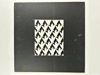 Entire matted artwork showing central ink drawing within black mat