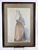 Full view of framed costume design artwork