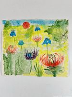 Full view of unframed watercolour floral painting