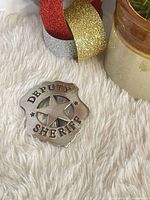 Front view of badge showing full design and text