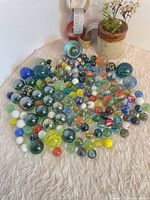 Overview of entire marble assortment spread out