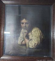 Front view of framed lithograph showing image and frame