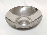 Top view polished hammered stainless steel bowl
