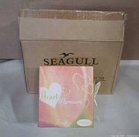 Shipping carton marked Seagull Studios and a Heart Warmers gift box front view
