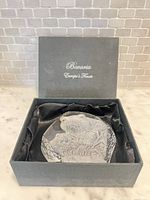 Paperweight inside open Bavaria branded box with satin lining