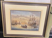 Front view of framed watercolor showing artwork, mats and frame