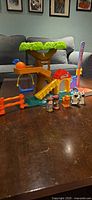 Full view of playset with ball and figures