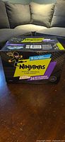 Front of sealed Ninjamas box showing branding and 34-count label