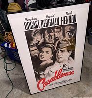 Front view of framed Casablanca poster showing overall design and frame