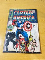 Front view of Captain America comic cover print on MDF board