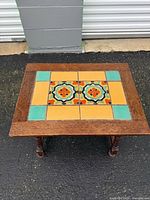 Top view showing ceramic tile pattern and oak frame