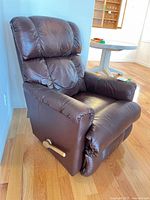 Overall view of the dark brown La-Z-Boy recliner