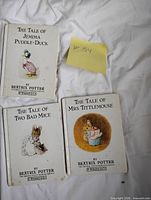 Group of three books Jemima Puddle-Duck, Two Bad Mice, Mrs. Tittlemouse