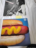 Both album covers displayed: Bob James hot dog art and Wynton Marsalis portrait