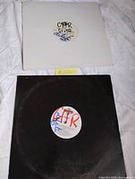 Two 12" vinyl records in plain sleeves, one white, one black