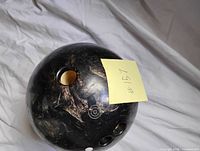 Overall view of bowling ball showing size and finish