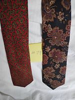 Front view of both ties showing patterns