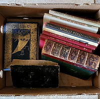 Box containing nine assorted vintage hardcover books
