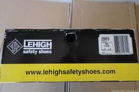 Lehigh Safety Shoes branded box end with size and model label