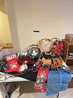 Overview of all Christmas decorations laid on table