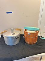 Both items side by side: Presto pressure canner and Proctor Silex ice cream maker