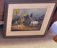 Front view of framed landscape print