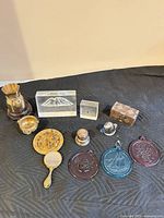 Overall view of all items on blanket