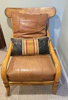 Front view of armchair with cushions