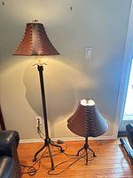 Tall floor lamp and matching shorter lamp showing overall design