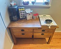 Desk with all included coffee items on top