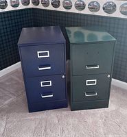 Both filing cabinets side by side showing color and drawer configuration