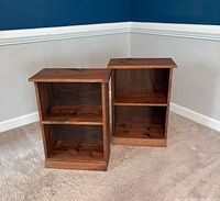 front view of both wooden side tables