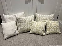 Group shot of all six pillows showing sizes and patterns