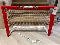 Full view of Franklin hockey net and mini stick