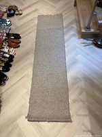 Full view of wool carpet runner on floor