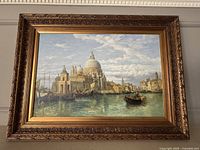 Full view of framed oil painting