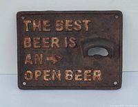 Front view showing full plaque, text and opener