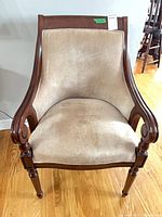 Front view of upholstered armchair
