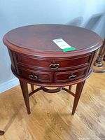 Front view showing drawers and hardware