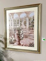 Full view of framed garden print showing artwork, matting and frame