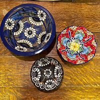 overview of three folk-art pieces