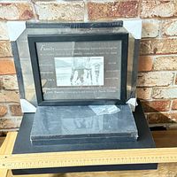 Photo frame in front of sealed shelf unit