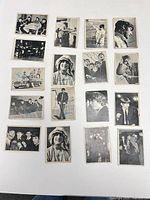 Top-down view of all 15 Beatles trading cards
