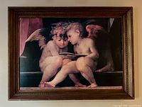 Front view showing full framed cherub print
