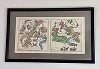 Full view of framed lithograph with mat and frame