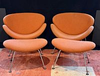 Pair of chairs and pair of footstools front view