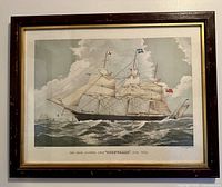 Framed lithograph of clipper ship Cornwallis in full view