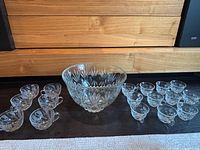Full view of punch bowl with all cups arranged