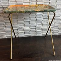 Full view of assembled metal folding TV tray