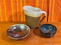 Group shot showing pitcher, dish and bowl